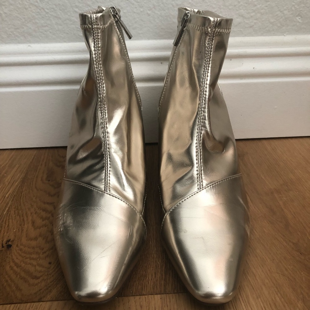 Silver Metallic Ankle Boots
